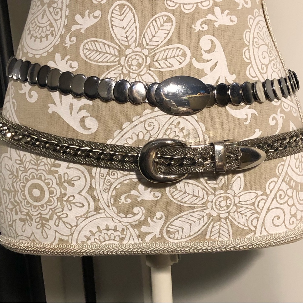 2 Silver Bling Belts - 1 Mesh & 1 Elastic Back